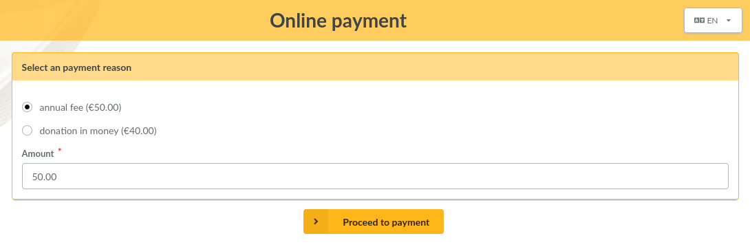 Payment form visible by logged in users